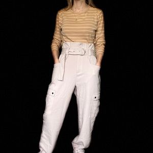 NEW Missguided beige cargo straight leg trouser